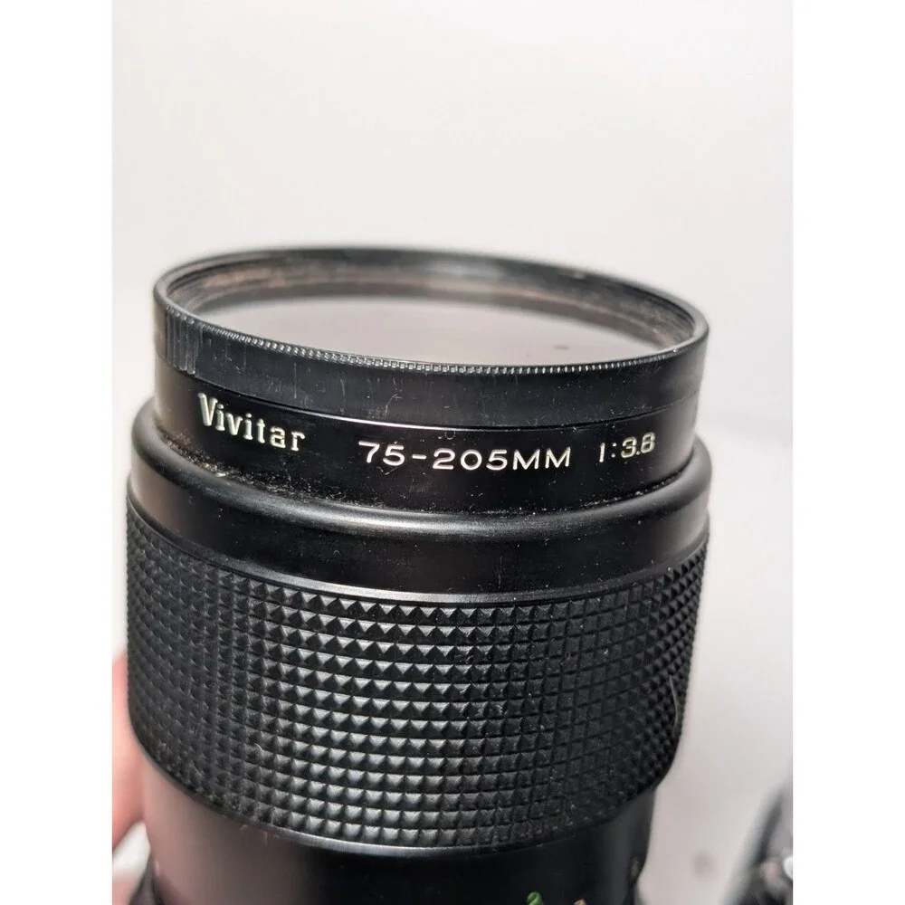 Canon AT-1 35mm Film Camera + 50mm f/1.8 Lens and Vivitar 75-205mm f/3.8 lens